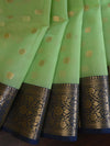 Banarasee Organza Mix Saree With Small Buti Design & Zari Border-Green