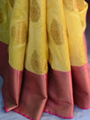 Banarasee Cotton Silk Mix Saree With Antique Zari Buta Design-Yellow