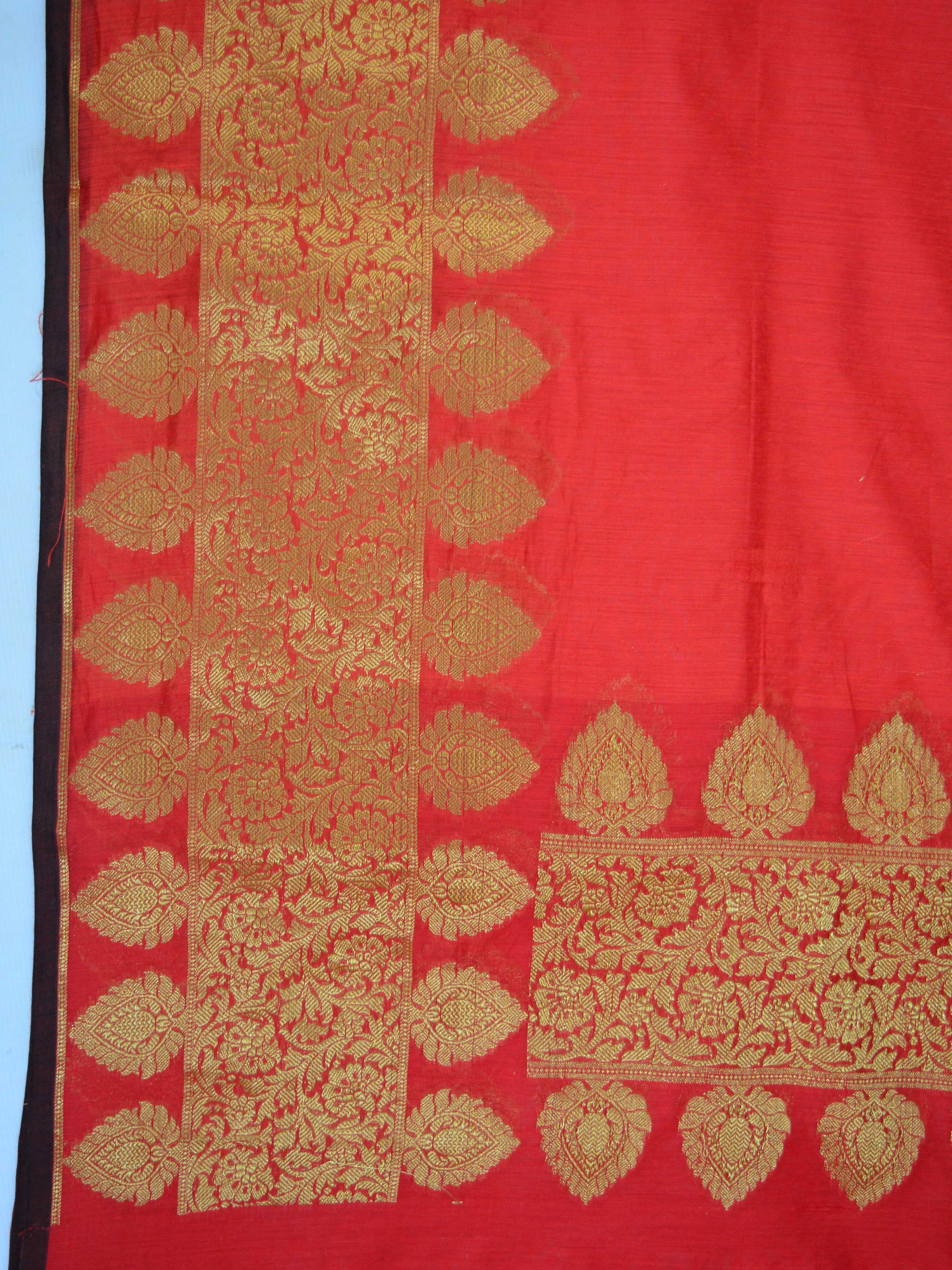 Banarasee Chanderi Cotton Dupatta-Red