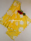 Bhagalpur Linen Cotton Shibori-Dyed Dupatta-Yellow