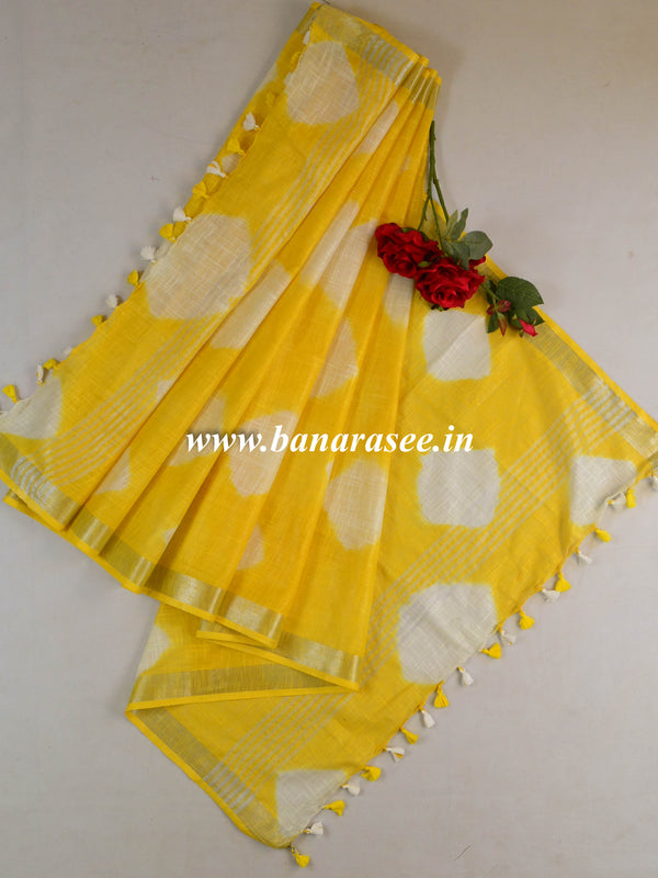 Bhagalpur Linen Cotton Shibori-Dyed Dupatta-Yellow
