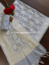 Banarasee Cotton Silk Salwar Kameez Fabric With Zari Work-Grey