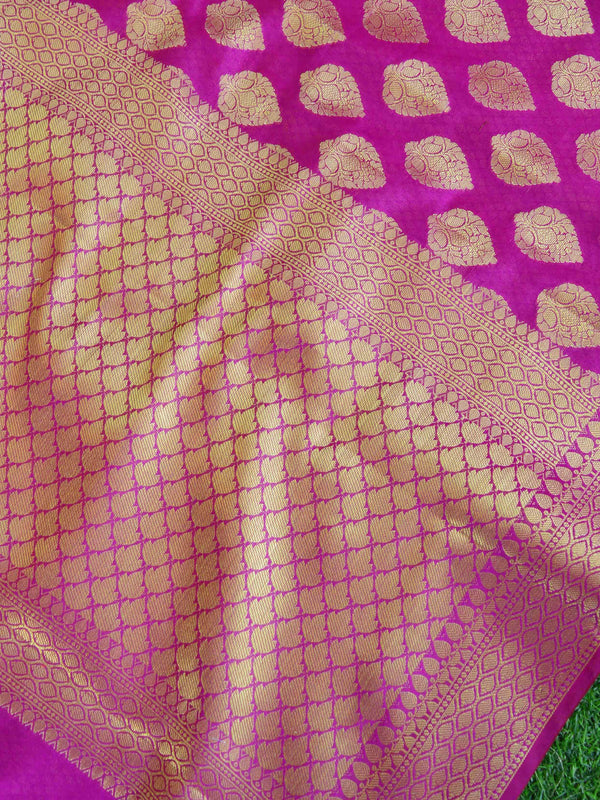 Banarasee Cotton Silk Saree With Zari Buti & Border-Pink