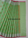 Banarasee Tissue Saree Buta Design & Silver Border-Pastel Green