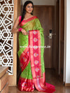 Banarasee Semi Silk Sari With Meena Border & Buti Design -Green & Pink