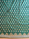 Banarasee Handwoven Semi-Silk Salwar Kameez Fabric With Zari Buta Design-Green