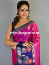 Banarasee Handwoven Semi-Chiffon Saree With Zari Buta & Contrast Border-Pink