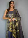 Banarasee Salwar Kameez Cotton Silk Gold Zari Buti Woven Fabric-Blue