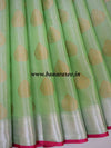 Banarasee Tissue Saree Buta Design & Silver Border-Pastel Green