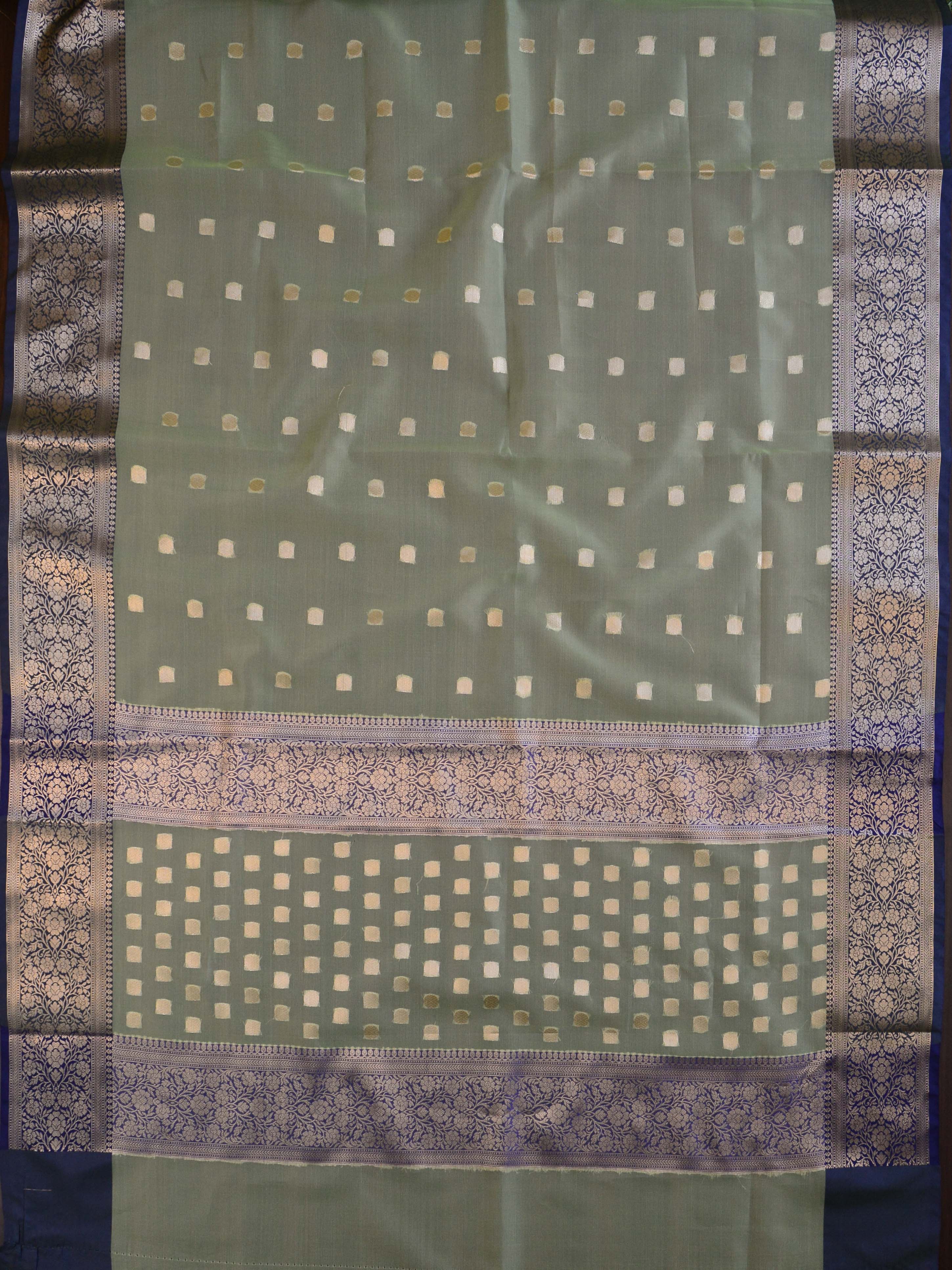 Banarasee Organza Mix Saree With Small Buti Design & Zari Border-Green