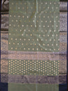 Banarasee Organza Mix Saree With Small Buti Design & Zari Border-Green