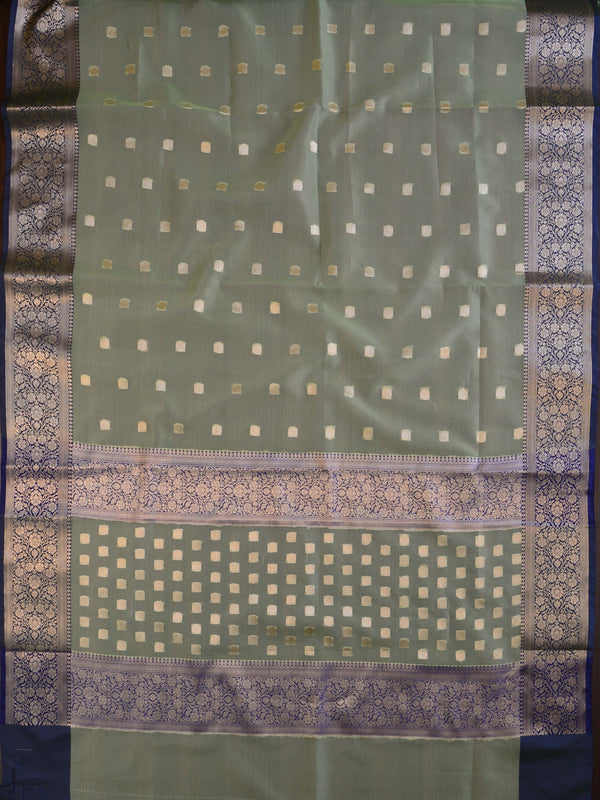 Banarasee Organza Mix Saree With Small Buti Design & Zari Border-Green