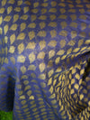 Banarasee Salwar Kameez Cotton Silk Gold Zari Buti Woven Fabric-Blue
