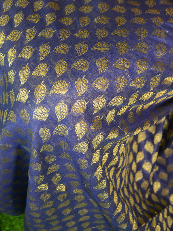 Banarasee Salwar Kameez Cotton Silk Gold Zari Buti Woven Fabric-Blue