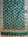 Banarasee Handwoven Semi-Silk Salwar Kameez Fabric With Zari Buta Design-Green