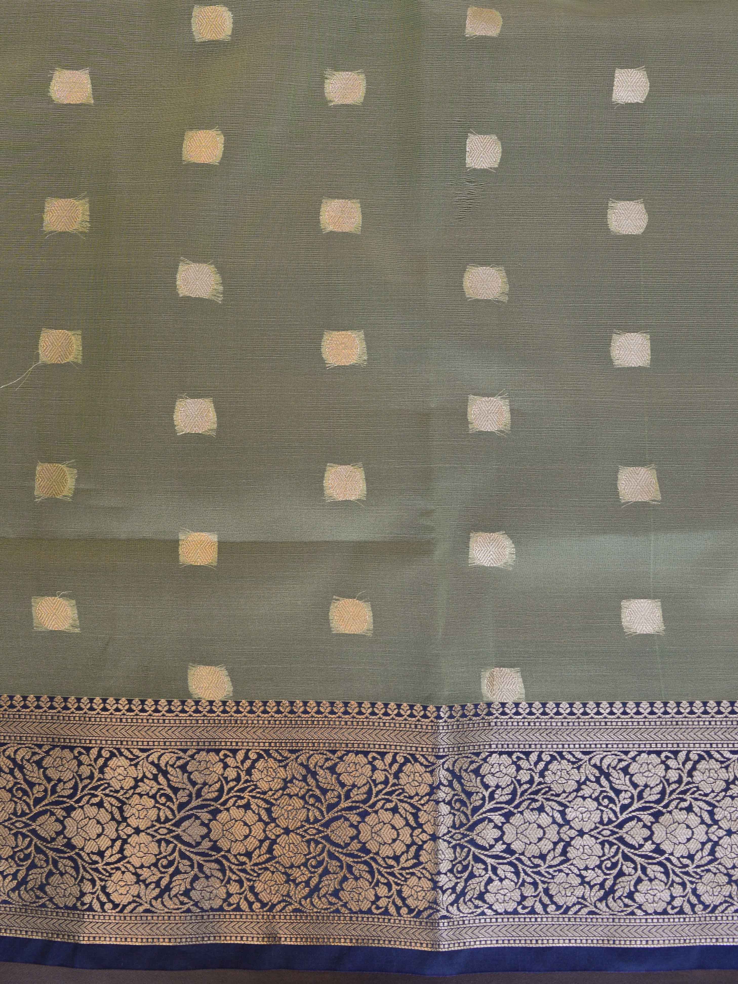 Banarasee Organza Mix Saree With Small Buti Design & Zari Border-Green