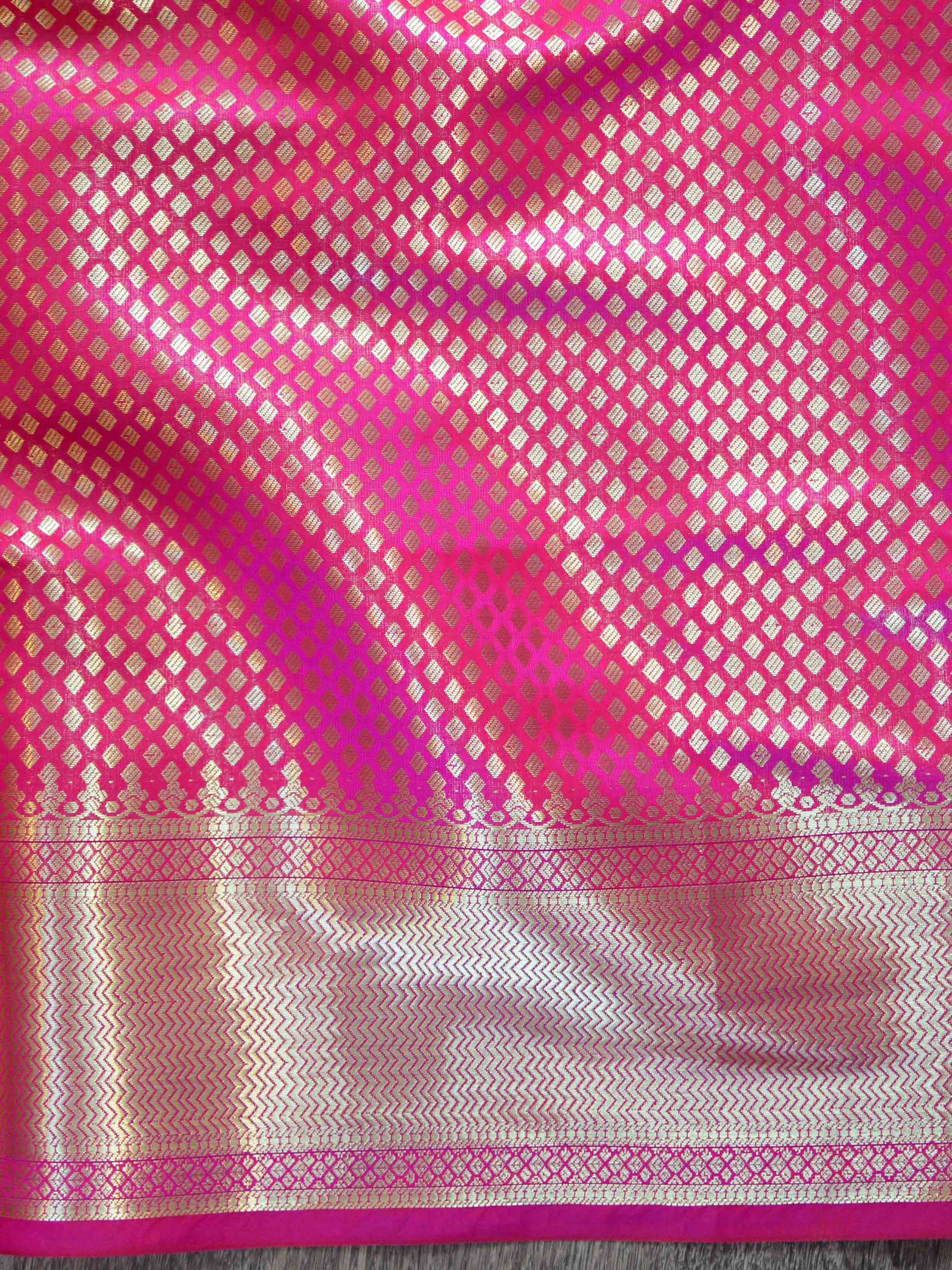 Banarasee Art Silk Saree With Zari Buta & Border-Pink