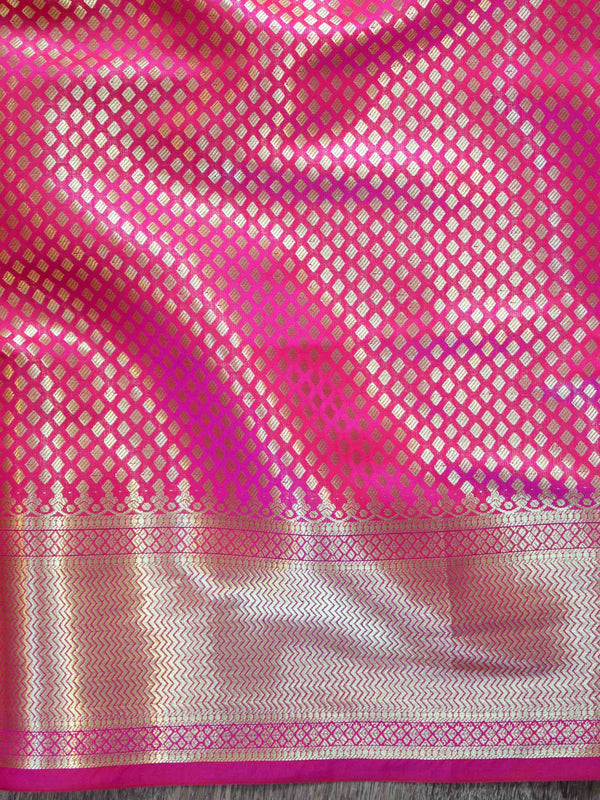 Banarasee Art Silk Saree With Zari Buta & Border-Pink