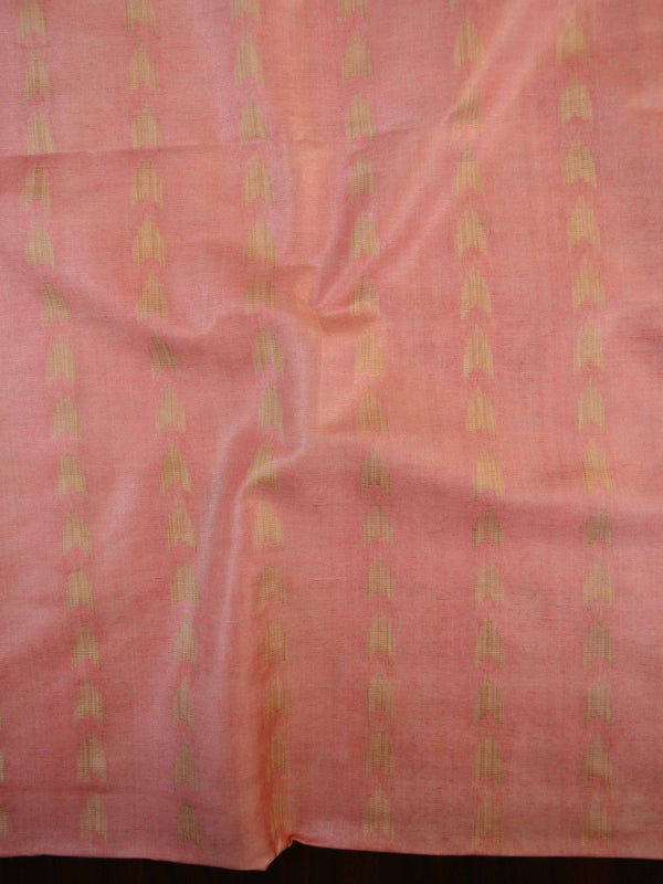 Handloom Khadi Cotton Dobby Pattern Salwar Kameez Dupatta Set- Peach & Beige