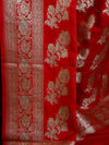 Banarasee Handwoven Art Silk Heavy Zari Jaal Weaving Saree-Red