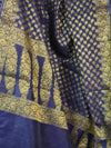 Banarasee Salwar Kameez Cotton Silk Gold Zari Buti Woven Fabric-Blue