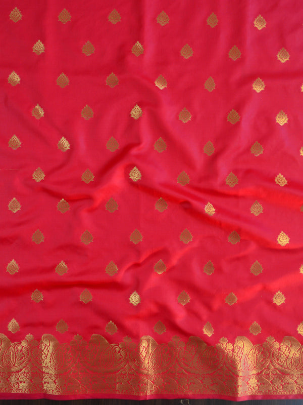 Banarasee Cotton Silk Salwar Kameez Fabric & Dupatta-Red