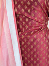 Banarasee Salwar Kameez Soft Cotton Resham Woven Fabric With Contrast Dupatta-Maroon