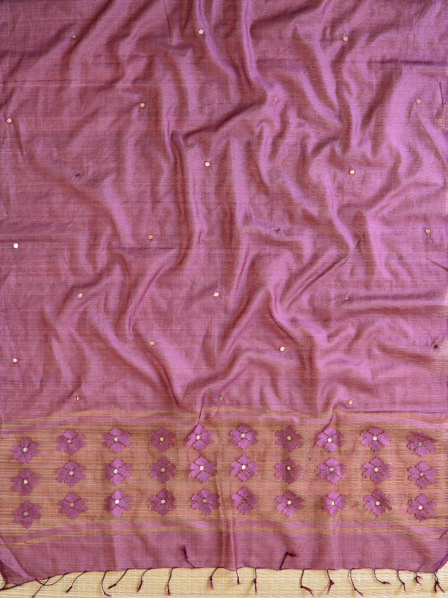 Banarasee Cotton Silk Salwar Kameez Ghichha Buti  Fabric & Kota Dupatta-Beige & Wine