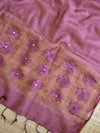 Banarasee Cotton Silk Salwar Kameez Ghichha Buti  Fabric & Kota Dupatta-Beige & Wine