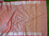 Banarasee Tissue Saree Buta Design & Silver Border-Peach