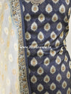 Banarasee Handloom Pure Tussar Silk Salwar Kameez Resham Buti Design Fabric-Black