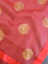 Banarasee Embroidered Gold Buta Design Organza Dupatta-Red