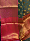 Banarasee Organza Mix Saree With Antique Zari Buti & Skirt Border-Green