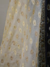 Banarasee Handloom Pure Tussar Silk Salwar Kameez Resham Buti Design Fabric-Black