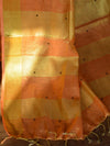Banarasee Handloom Pure Linen By Tissue Saree With Pearl Embroidery-Peach