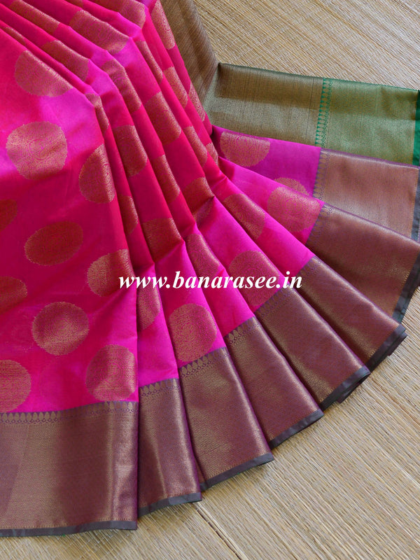 Banarasee Cotton Silk Mix Saree With Antique Zari Buta Design-Pink