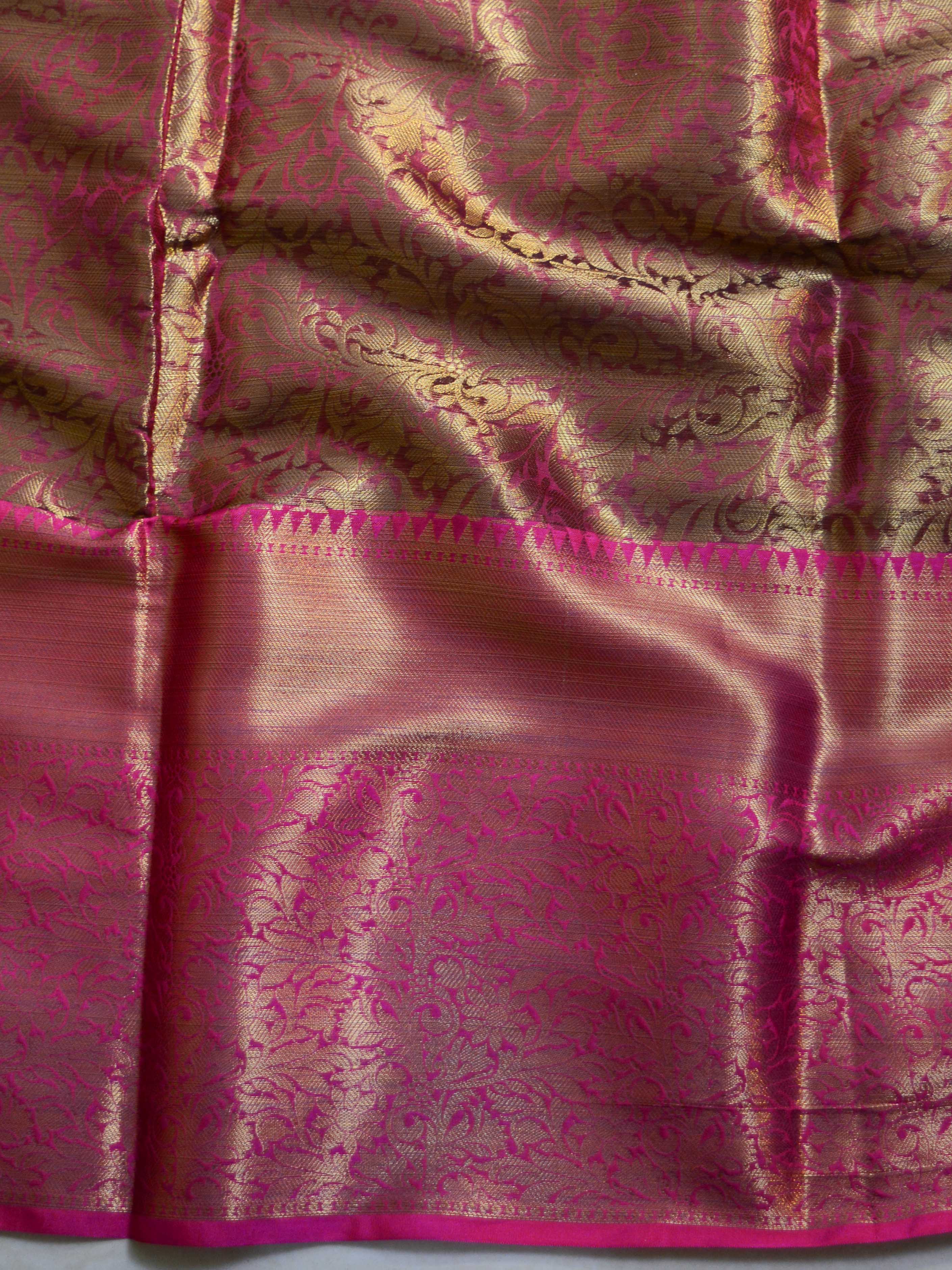 Banarasee Organza Mix Saree With Antique Zari Buti & Skirt Border-Green