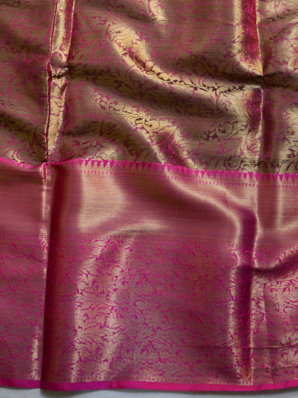 Banarasee Organza Mix Saree With Antique Zari Buti & Skirt Border-Green