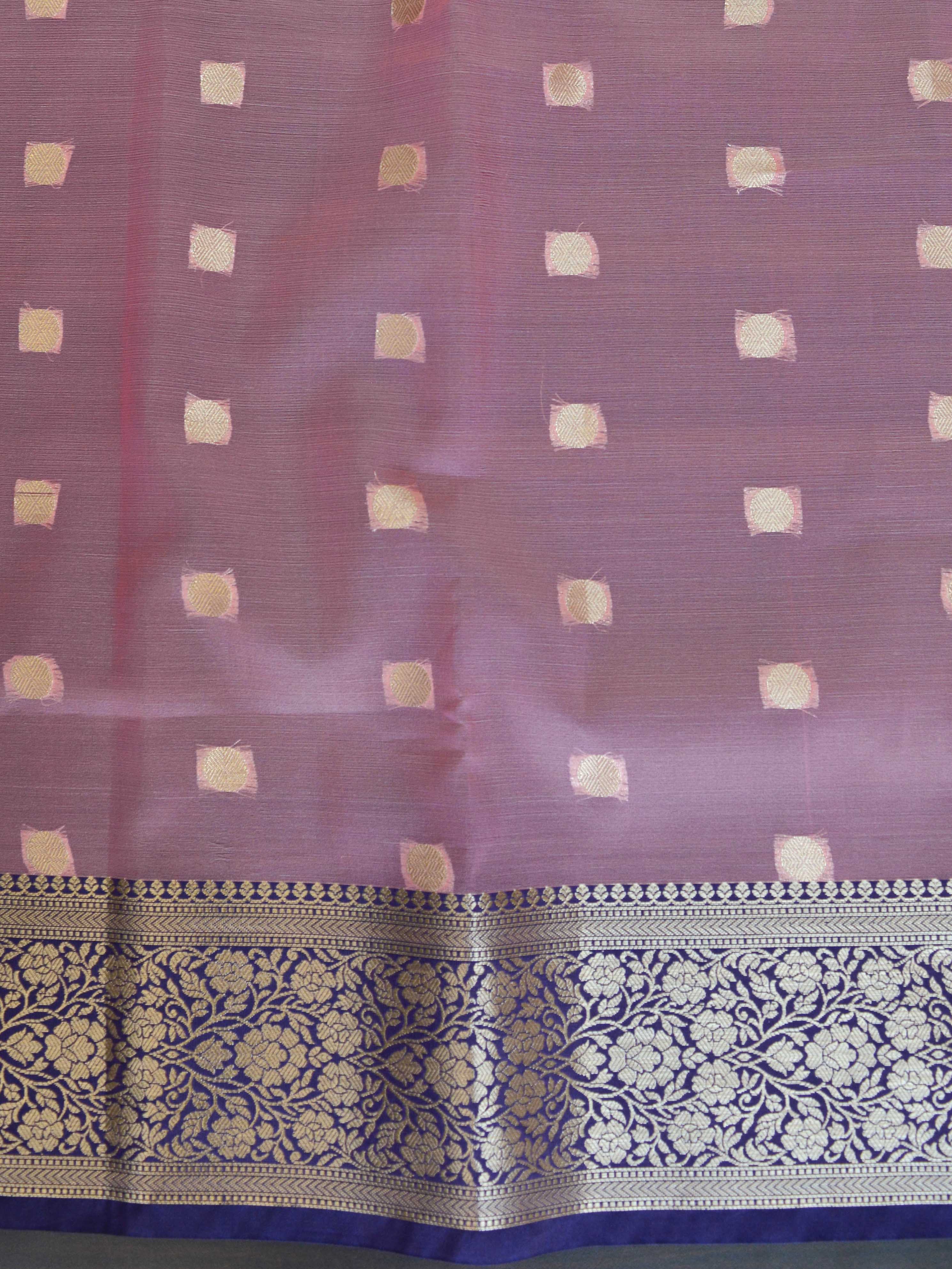 Banarasee Organza Mix Saree With Small Buti Design & Zari Border-Pink