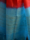 Bhagalpuri Ghichha Woven Salwar Kameez Fabric With Dual Color Dupatta-Blue & Red