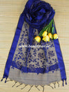 Banarasee Embroidered Resham Jaal Design Organza Dupatta-Blue