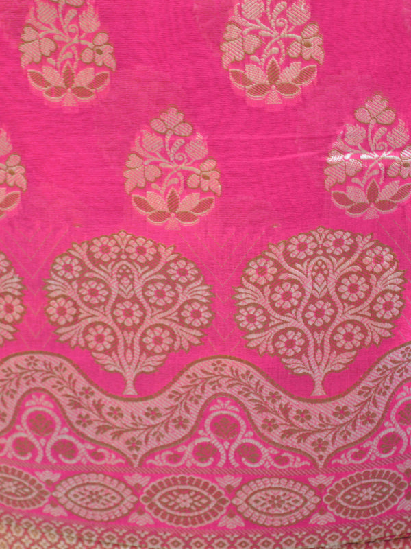 Banarasee Salwar Kameez Cotton Silk Resham Buti Woven Fabric-Pink