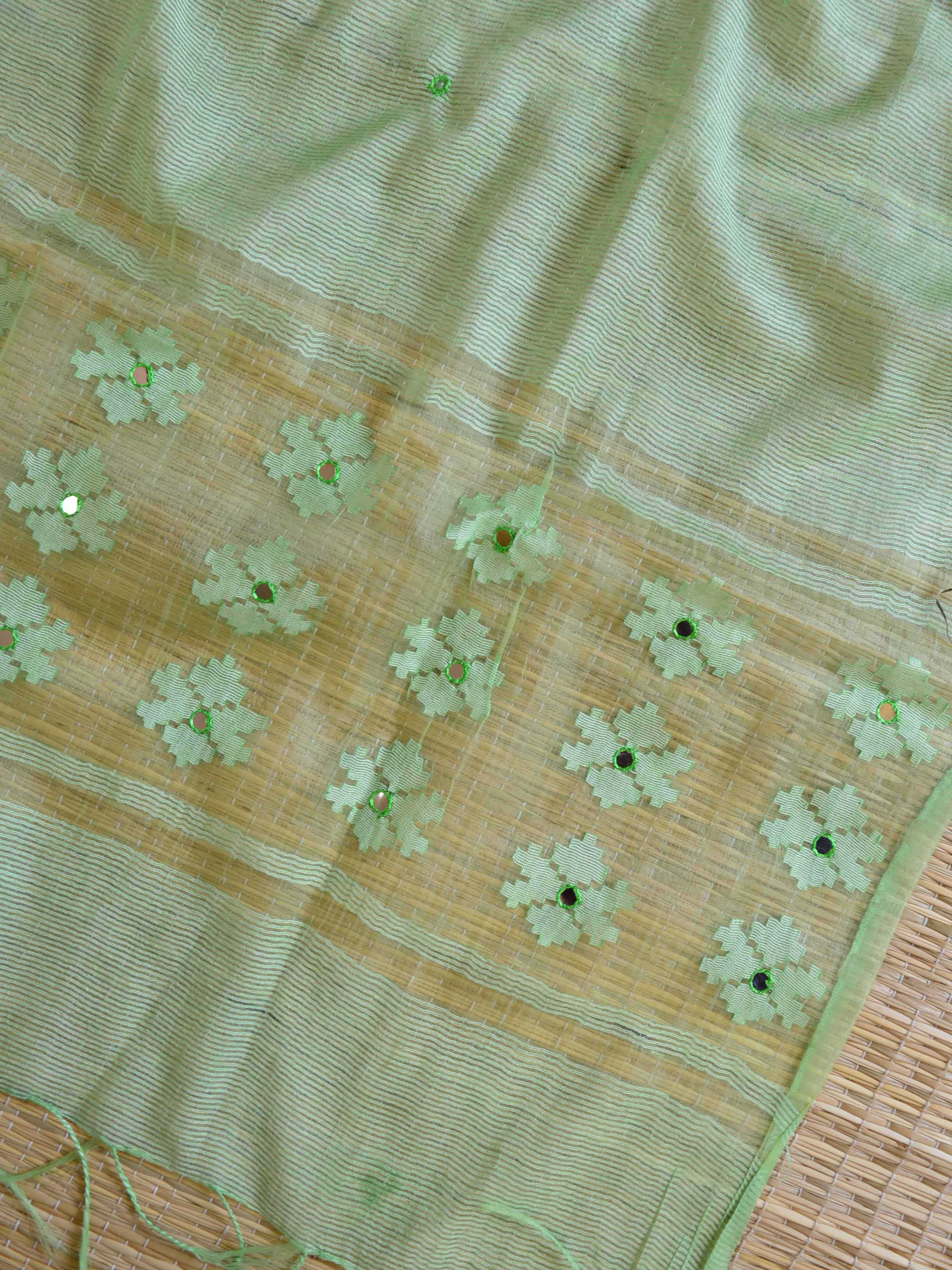 Banarasee Cotton Silk Salwar Kameez Ghichha Buti  Fabric & Kota Dupatta-Peach &  Green