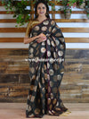 Banarasee Handwoven Semi Silk Saree With Buta Design-Deep Green(Red Tone)