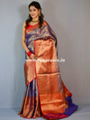 Banarasee Handwoven Broad Border Tissue Saree-With Skirt Border-Blue
