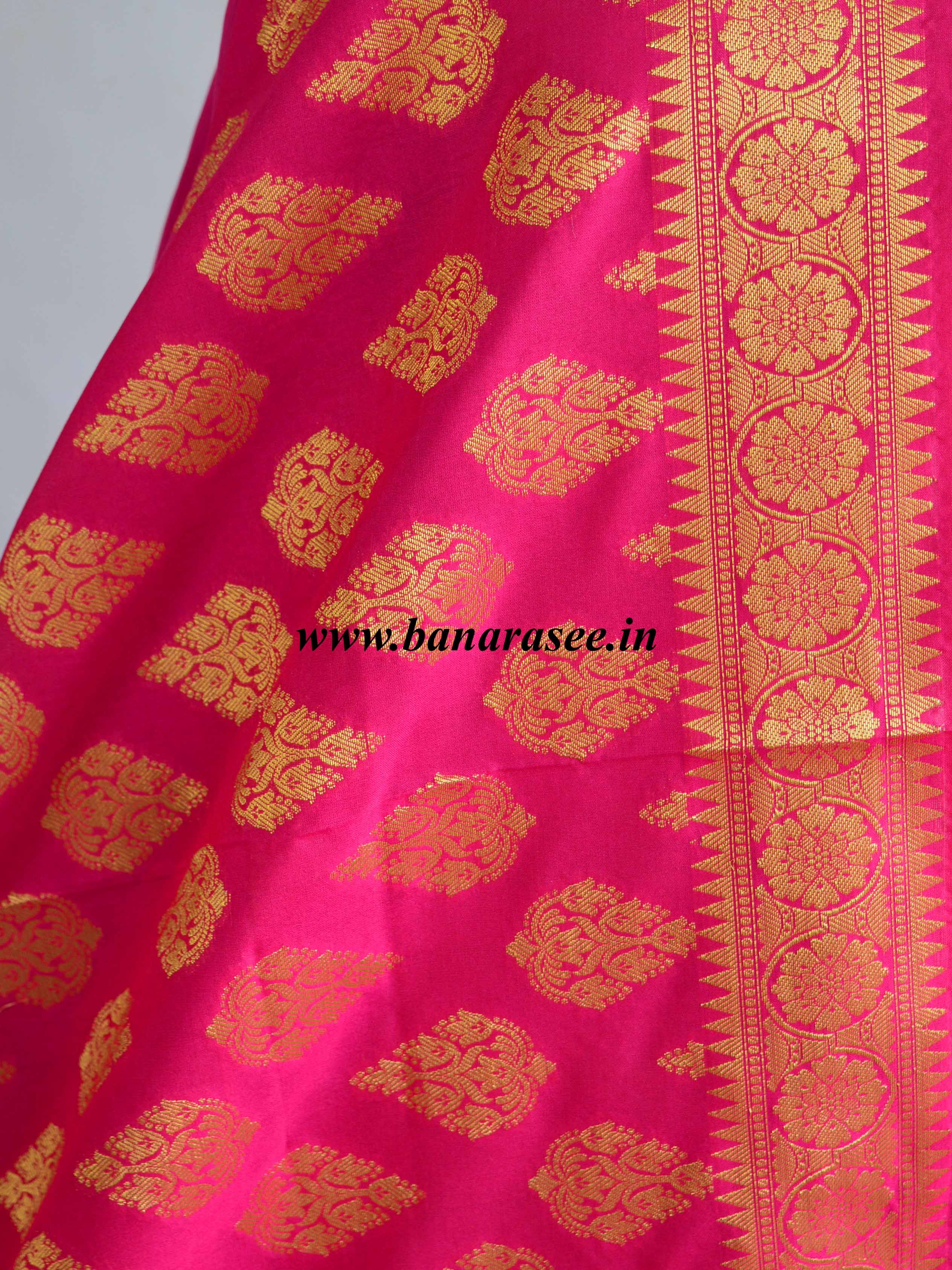Banarasee Art Silk Dupatta With Drop Motif Design-Hot Pink
