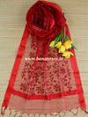 Banarasee Embroidered Resham Jaal Design Organza Dupatta-Red