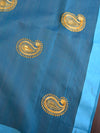 Banarasee Embroidered Gold Buta Design Organza Dupatta-Blue