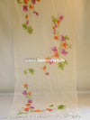 Banarasee Pure Organza Silk Saree With Hand-Paint Floral Design-White