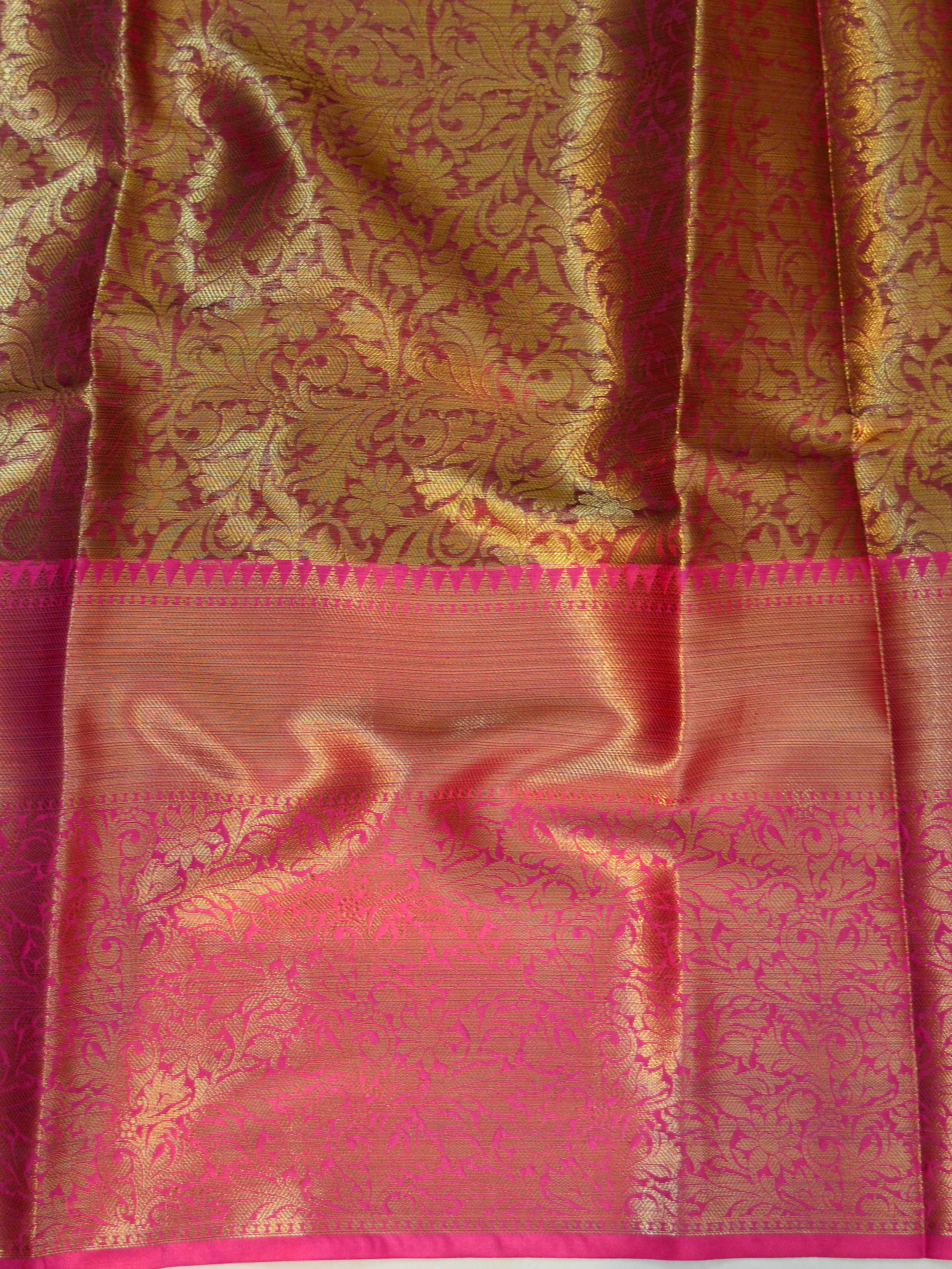 Banarasee Organza Mix Saree With Antique Zari Buti & Skirt Border-Blue